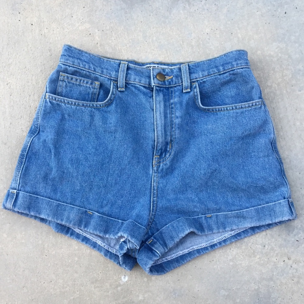 American apparel high waisted denim shorts